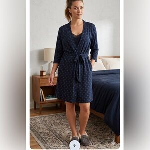 Navy blue Printed Robe & pj Set